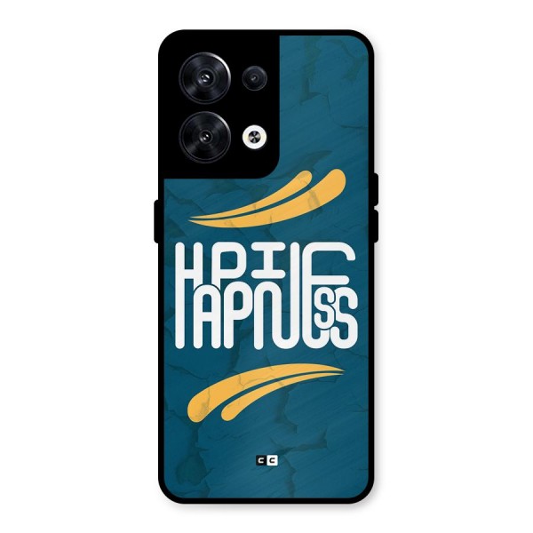 Happpiness Typography Metal Back Case for Oppo Reno8 5G