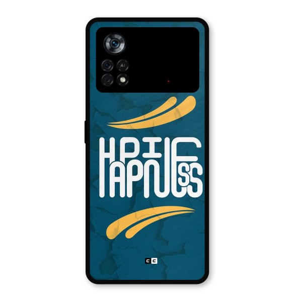 Happpiness Typography Metal Back Case for Poco X4 Pro 5G