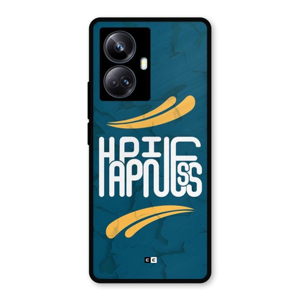 Happpiness Typography Metal Back Case for Realme 10 Pro Plus