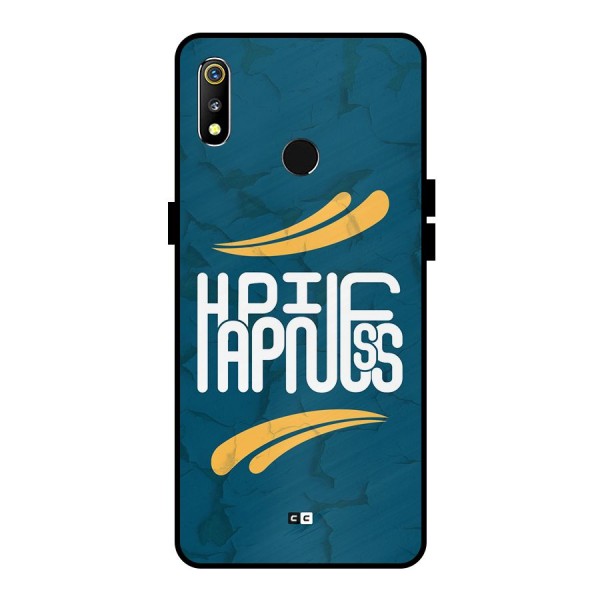 Happpiness Typography Metal Back Case for Realme 3i