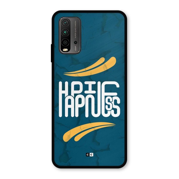 Happpiness Typography Metal Back Case for Redmi 9 Power