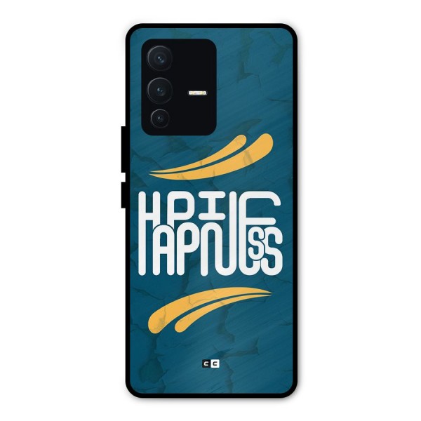 Happpiness Typography Metal Back Case for Vivo V23 Pro