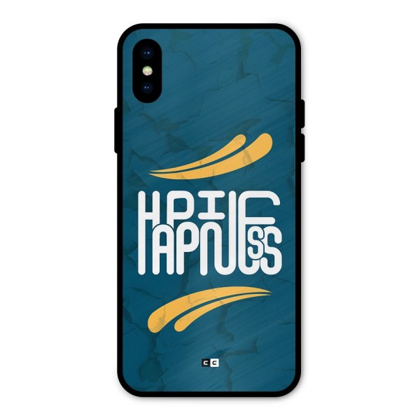 Happpiness Typography Metal Back Case for iPhone X