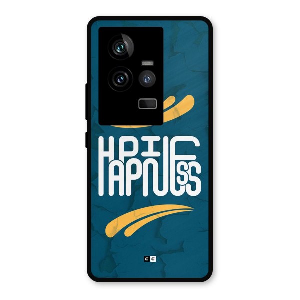 Happpiness Typography Metal Back Case for iQOO 11 5G