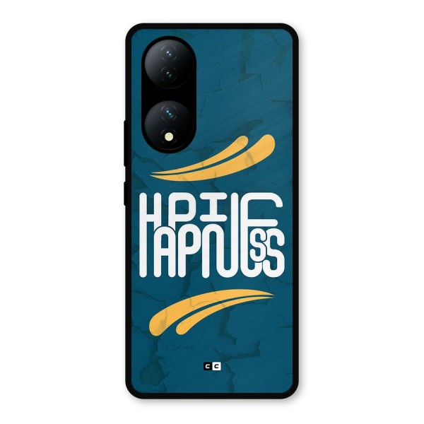 Happpiness Typography Metal Back Case for iQOO Z7s