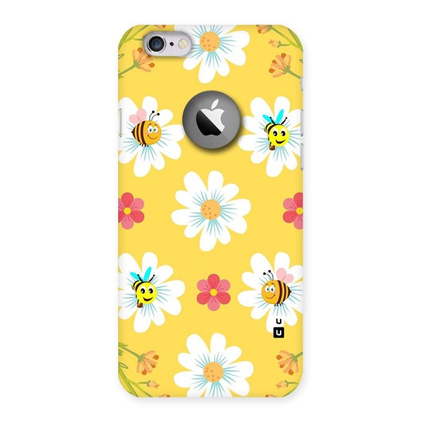 Happy Flowers Back Case for iPhone 6 Logo Cut