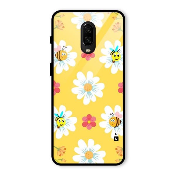 Happy Flowers Glass Back Case for OnePlus 6T