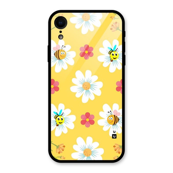 Happy Flowers Glass Back Case for iPhone XR