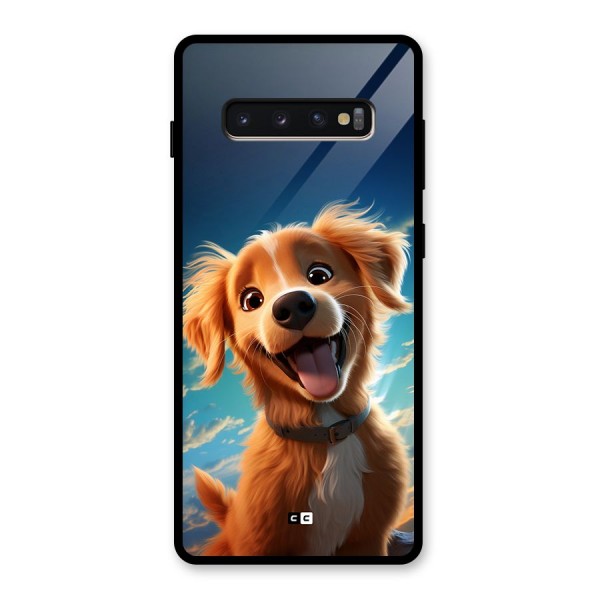 Happy Puppy Glass Back Case for Galaxy S10 Plus