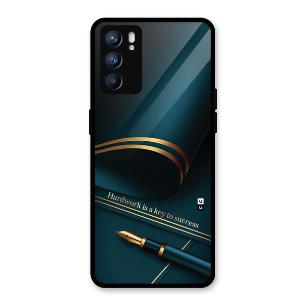 Hardwork Is Key Glass Back Case for Oppo Reno6 5G