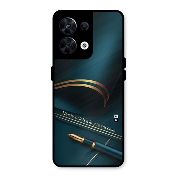 Hardwork Is Key Metal Back Case for Oppo Reno8 5G