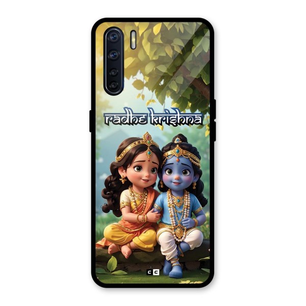 Hare Radhe Krishna Glass Back Case for Oppo F15