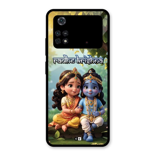Hare Radhe Krishna Glass Back Case for Poco M4 Pro 4G