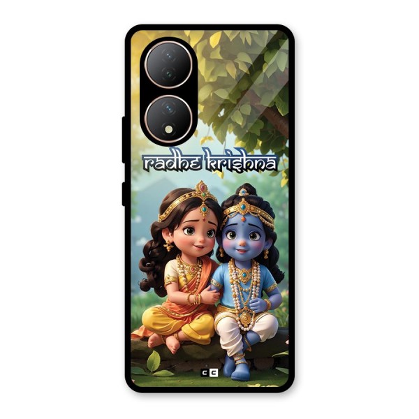 Hare Radhe Krishna Glass Back Case for Vivo Y100A