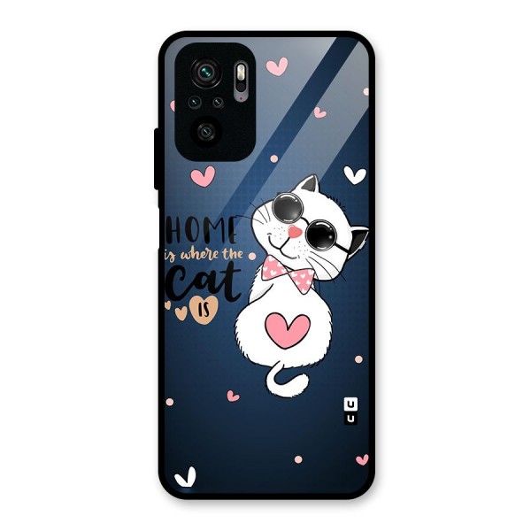 Home Where Cat Glass Back Case for Redmi Note 10S