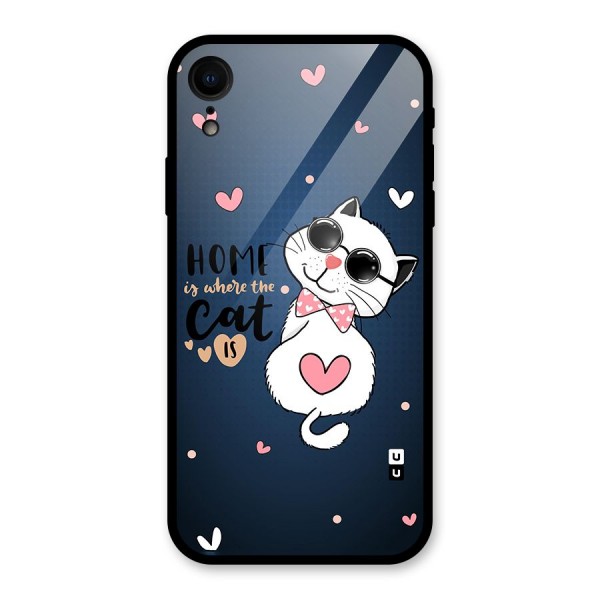 Home Where Cat Glass Back Case for iPhone XR