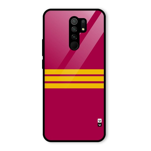 Horizontal Sports Stripes Glass Back Case for Redmi 9 Prime