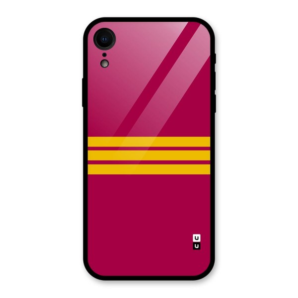 Horizontal Sports Stripes Glass Back Case for iPhone XR