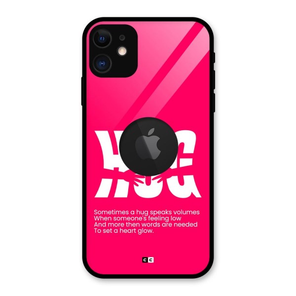 Hug Speaks Glass Back Case for iPhone 11 Logo Cut
