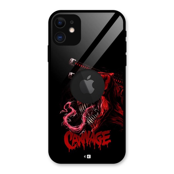 Hybrid Carnage Glass Back Case for iPhone 11 Logo Cut