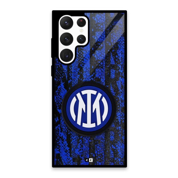 Inter Milan Texture Glass Back Case for Galaxy S22 Ultra 5G