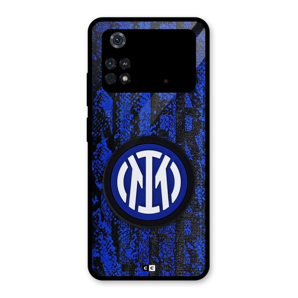 Inter Milan Texture Glass Back Case for Poco M4 Pro 4G