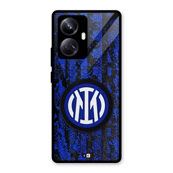 Inter Milan Texture Glass Back Case for Realme 10 Pro Plus