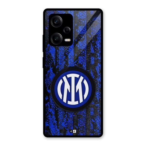 Inter Milan Texture Glass Back Case for Redmi Note 12 Pro