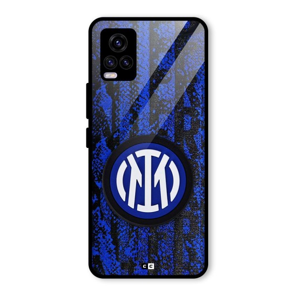Inter Milan Texture Glass Back Case for Vivo V20 2021