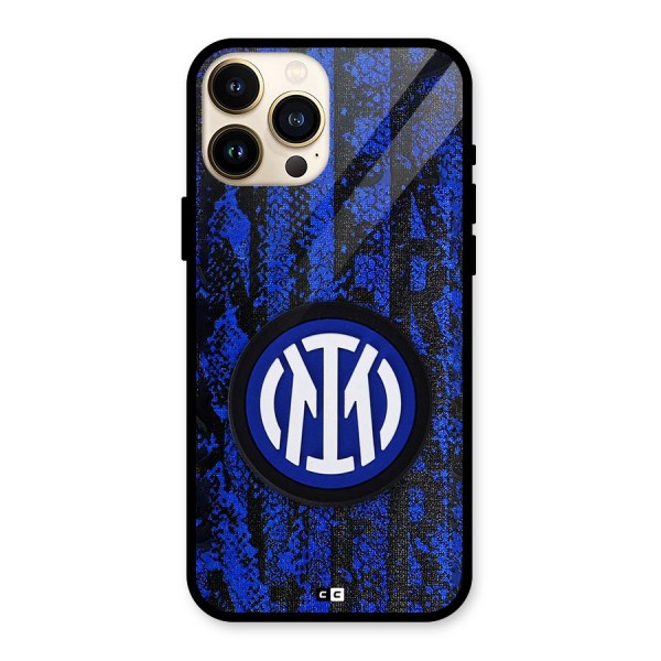 Inter Milan Texture Glass Back Case for iPhone 13 Pro Max