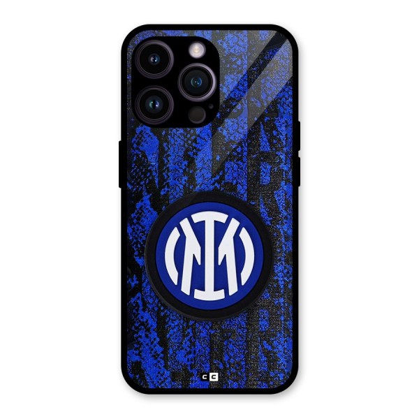 Inter Milan Texture Glass Back Case for iPhone 14 Pro Max