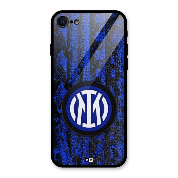 Inter Milan Texture Glass Back Case for iPhone SE 2022