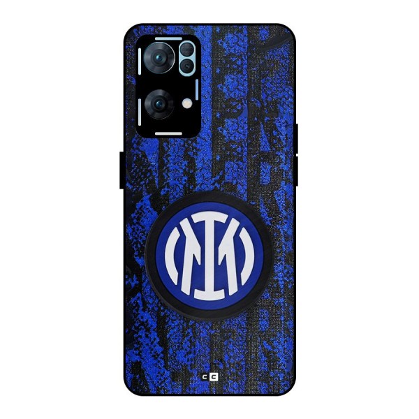 Inter Milan Texture Metal Back Case for Oppo Reno7 Pro 5G