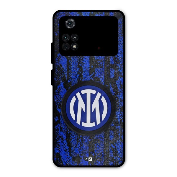 Inter Milan Texture Metal Back Case for Poco M4 Pro 4G