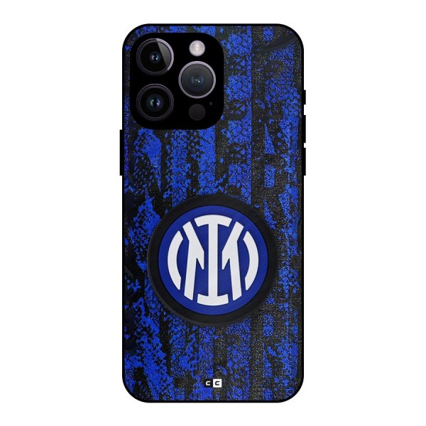 Inter Milan Texture Metal Back Case for iPhone 14 Pro Max