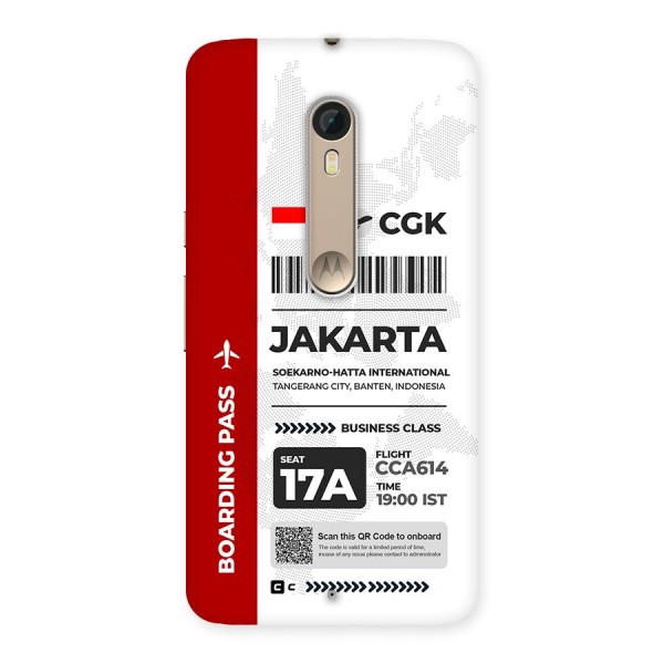 International Boarding Pass Jakarta Back Case for Moto X Style