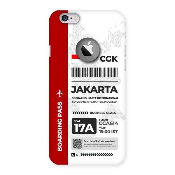 International Boarding Pass Jakarta Back Case for iPhone 6 Logo Cut