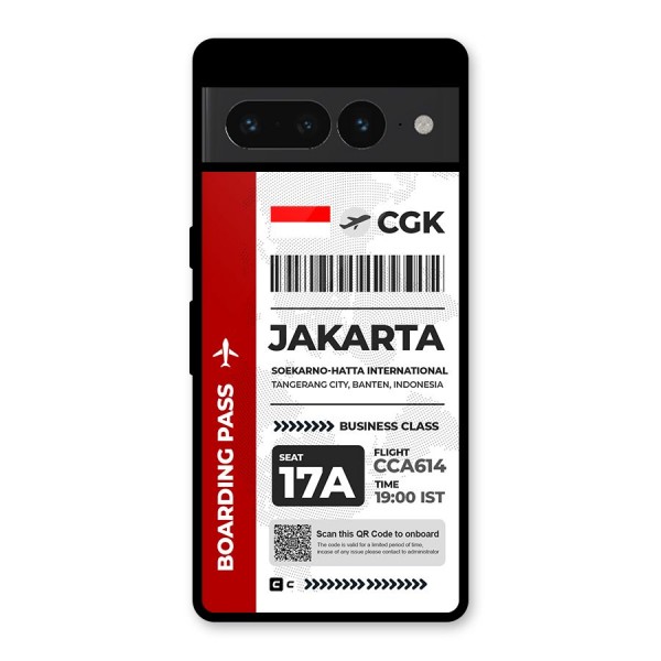 International Boarding Pass Jakarta Glass Back Case for Google Pixel 7 Pro
