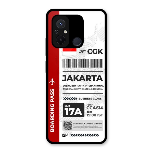 International Boarding Pass Jakarta Glass Back Case for Redmi 12C