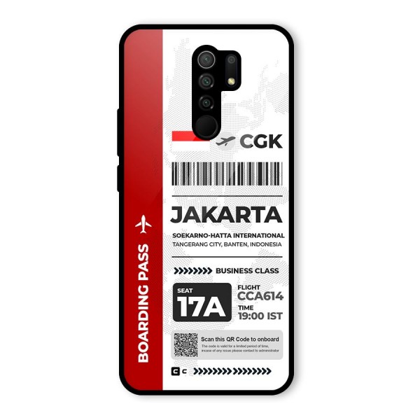 International Boarding Pass Jakarta Glass Back Case for Redmi 9 Prime
