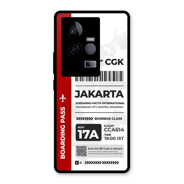International Boarding Pass Jakarta Glass Back Case for Vivo iQOO 11 5G