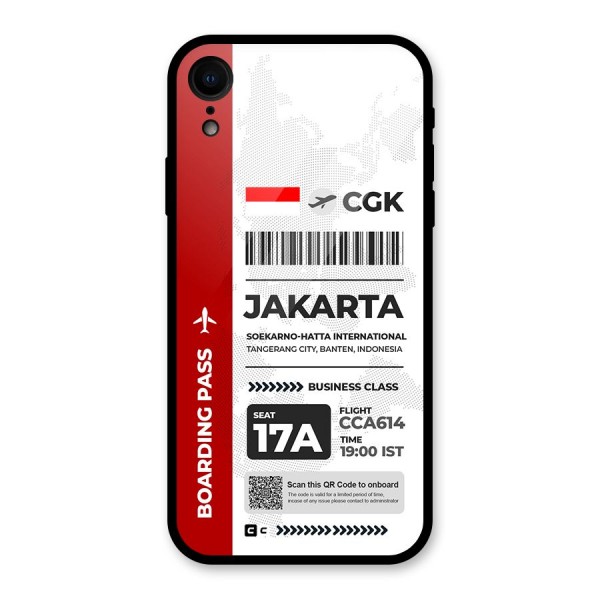 International Boarding Pass Jakarta Glass Back Case for iPhone XR