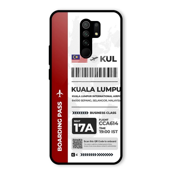 International Boarding Pass Kuala Lumpur Glass Back Case for Redmi 9 Prime