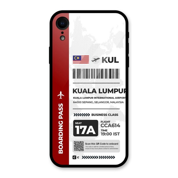 International Boarding Pass Kuala Lumpur Glass Back Case for iPhone XR