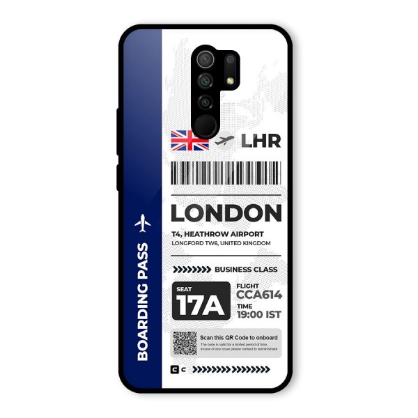 International Boarding Pass London Glass Back Case for Redmi 9 Prime