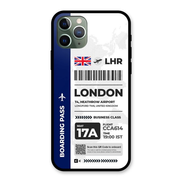 International Boarding Pass London Glass Back Case for iPhone 11 Pro