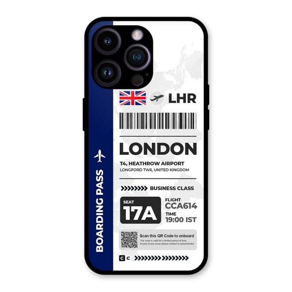 International Boarding Pass London Glass Back Case for iPhone 14 Pro Max
