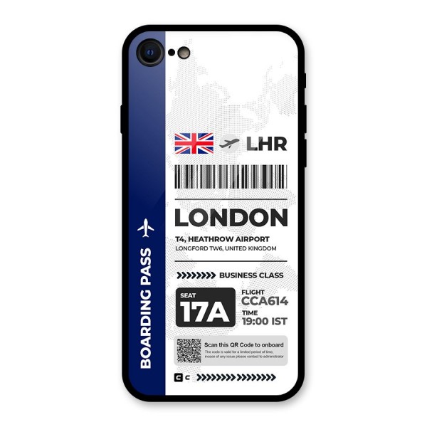 International Boarding Pass London Glass Back Case for iPhone SE 2020