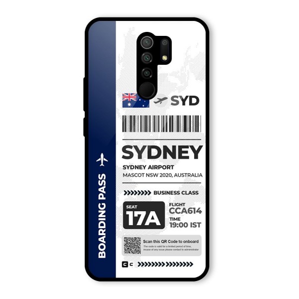 International Boarding Pass Sydney Glass Back Case for Redmi 9 Prime