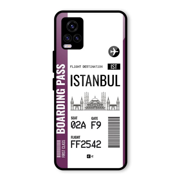 Istanbul Boarding Pass Glass Back Case for Vivo V20